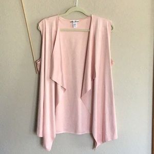FLOATY PINK OPEN CARDIGAN VEST, XL